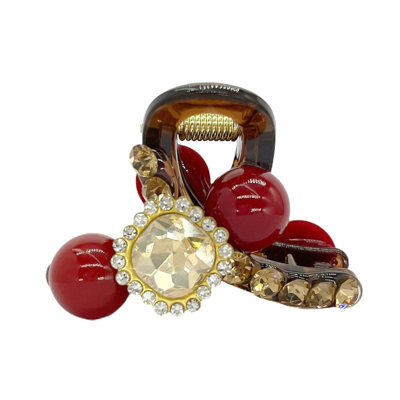 Luxury Water Diamond Flower Small Grab Clip Women's Rose Hair Clip Shark Clip Half Tie Ponytail Hair Grab Headpiece A967