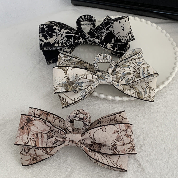 New Chinese ink wash bow clip, elegant back of the head plate, hair clip, high-end sense, ponytail clip, Chinese style headwear A969