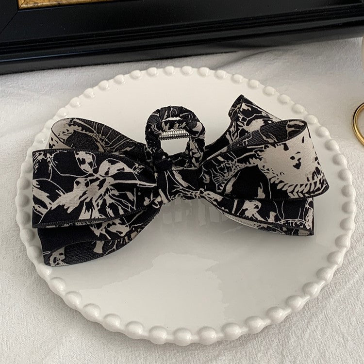 New Chinese ink wash bow clip, elegant back of the head plate, hair clip, high-end sense, ponytail clip, Chinese style headwear A969