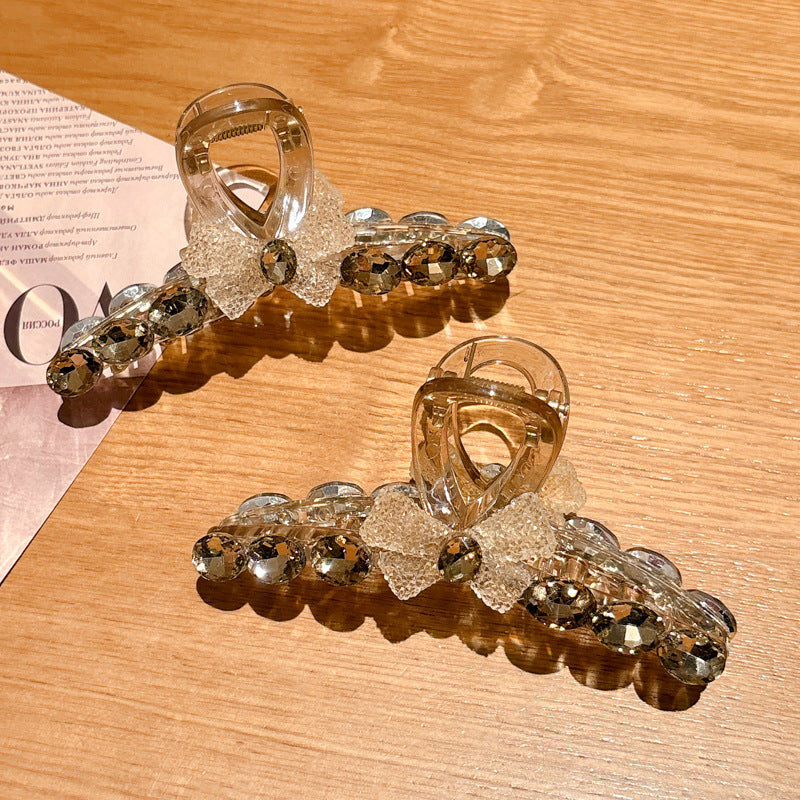 Full diamond bow, large size, grab clip, high-end feeling, hair clip, women's back of the head, temperament clip, headwear A971