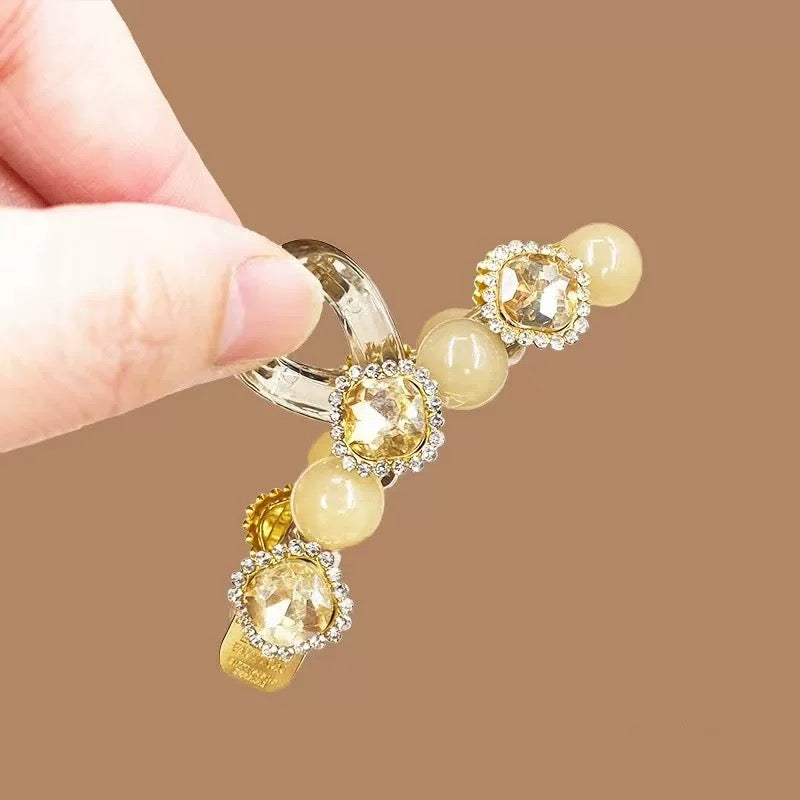 Exquisite pearl diamond coil hair clip for women, high-end hair clip for ladies, elegant and atmospheric shark clip headwear A972