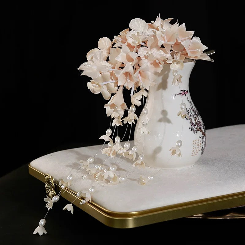 Children's headband, sweet European fairy style, golden leaf headband, flower garland, pearl headband, bride's new crown/bracelet A973