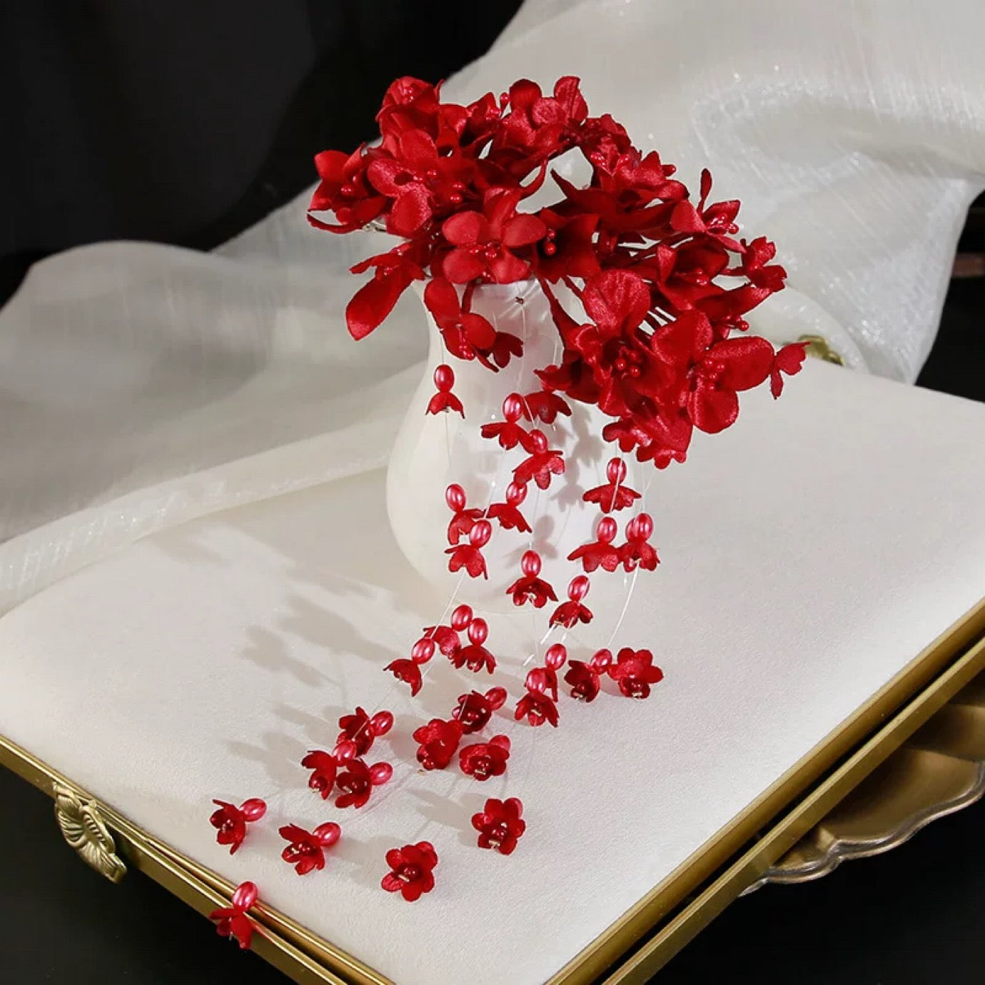 Children's headband, sweet European fairy style, golden leaf headband, flower garland, pearl headband, bride's new crown/bracelet A973