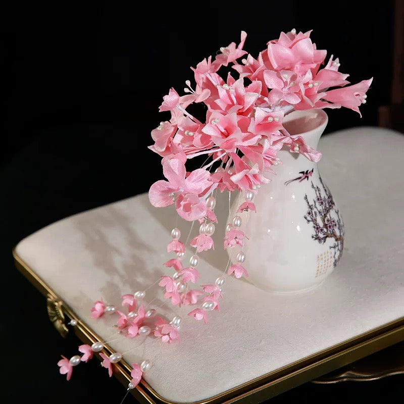 Children's headband, sweet European fairy style, golden leaf headband, flower garland, pearl headband, bride's new crown/bracelet A973