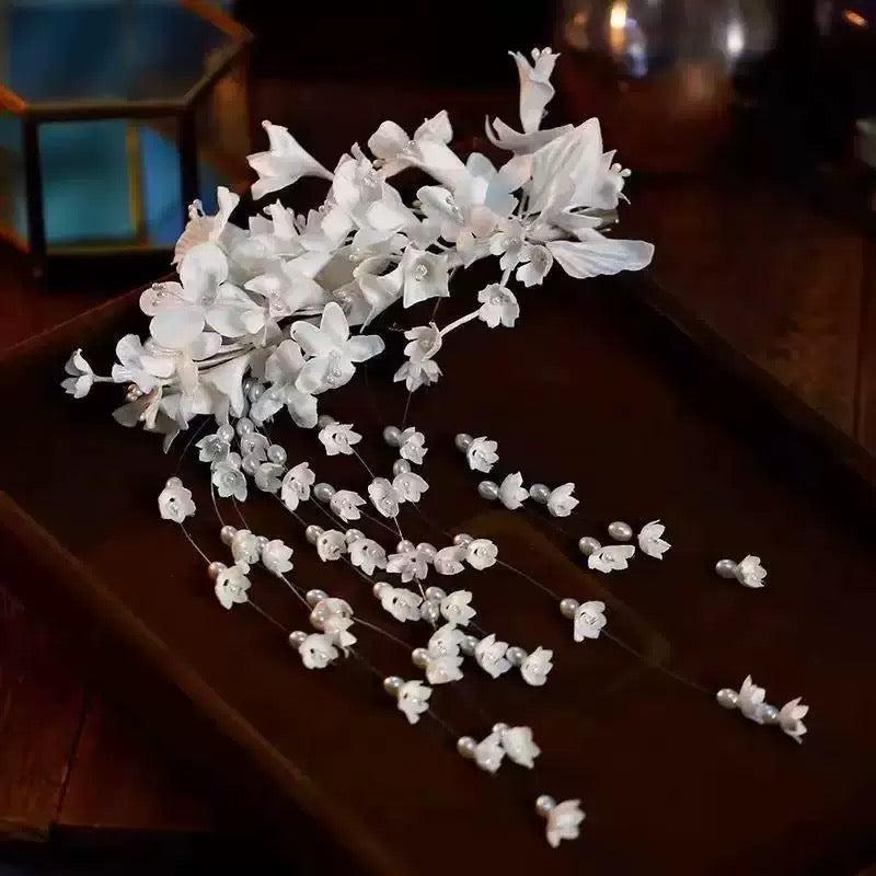 Children's headband, sweet European fairy style, golden leaf headband, flower garland, pearl headband, bride's new crown/bracelet A973