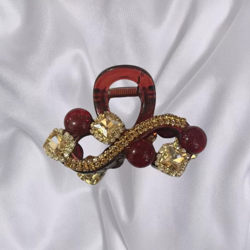 Korean version of light luxury flower bead clip, women's high-end feeling, medium-sized hair clip, back of the head, shark clip headband, hair accessory, hair clip A976