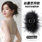 Feather Grabbing Ostrich Hair Clip Women's New Style Fluffy High Grade Hairy Shark Clip at the Back of the Head A977