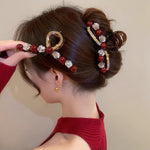 Ankela Rose Red Bead Grab Clip Women's Fashion Versatile Back of Head Hairpin Hair Accessories A979