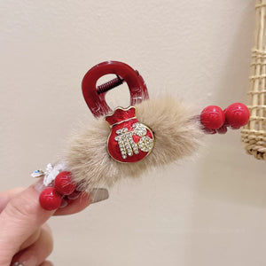 Ankela Rose Red Bead Grab Clip Women's Fashion Versatile Back of Head Hairpin Hair Accessories A979