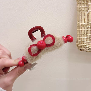 Ankela Rose Red Bead Grab Clip Women's Fashion Versatile Back of Head Hairpin Hair Accessories A979