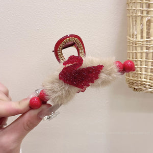 Ankela Rose Red Bead Grab Clip Women's Fashion Versatile Back of Head Hairpin Hair Accessories A979
