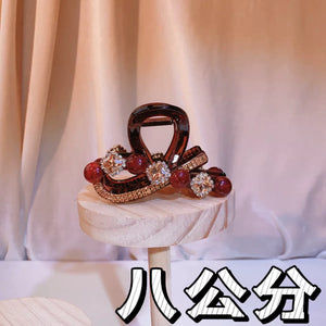 Ankela Rose Red Bead Grab Clip Women's Fashion Versatile Back of Head Hairpin Hair Accessories A979