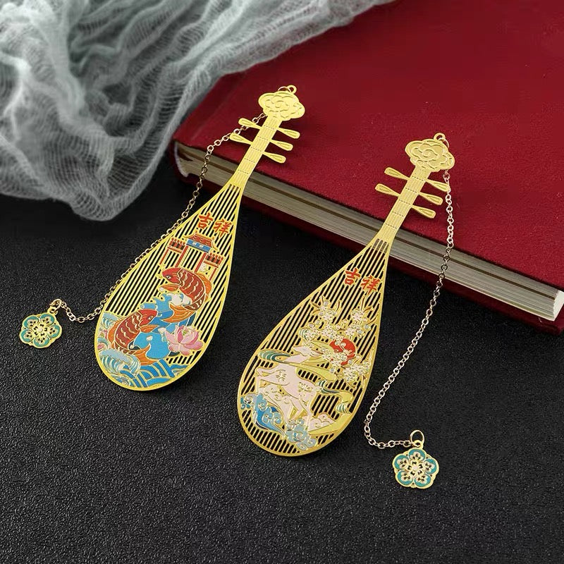Pipa Brass Bookmarks Exquisite Hollow Creative Metal Copper Cultural and Creative Products Classical Chinese Souvenirs Gifts A824