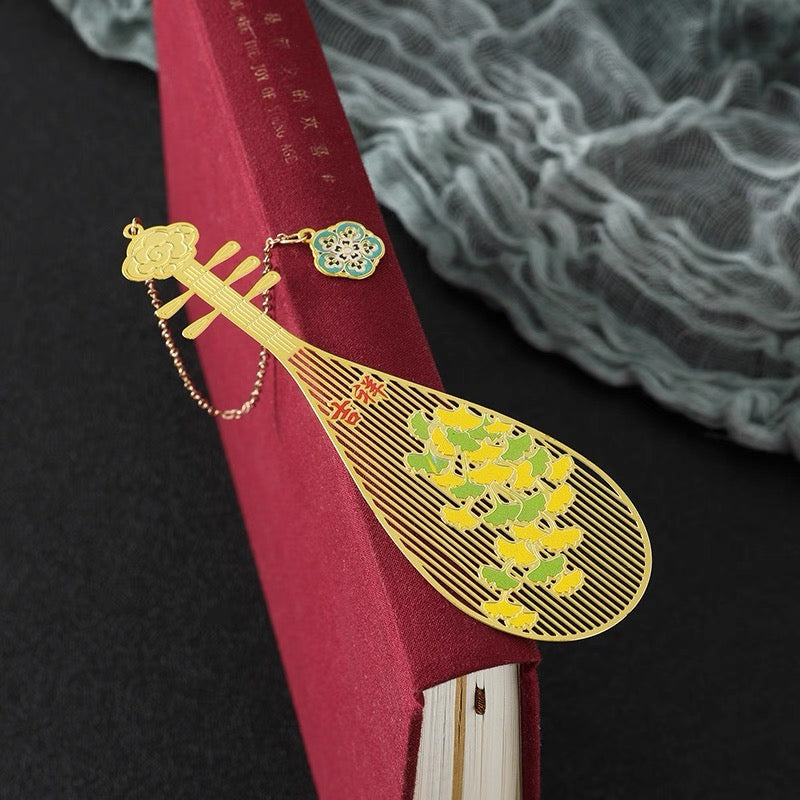 Pipa Brass Bookmarks Exquisite Hollow Creative Metal Copper Cultural and Creative Products Classical Chinese Souvenirs Gifts A824