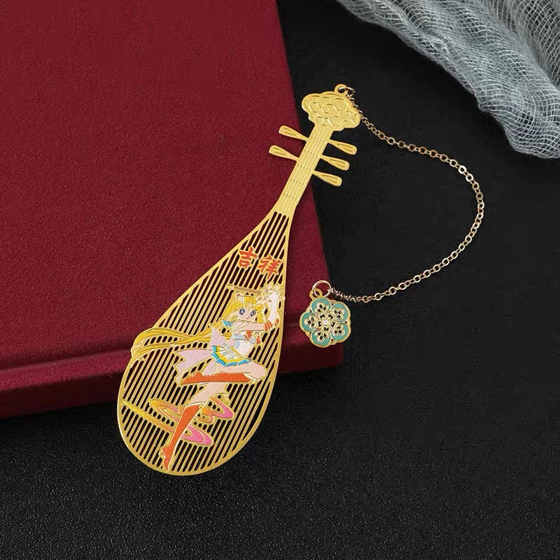 Pipa Brass Bookmarks Exquisite Hollow Creative Metal Copper Cultural and Creative Products Classical Chinese Souvenirs Gifts A824