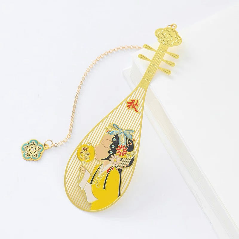 Pipa Brass Bookmarks Exquisite Hollow Creative Metal Copper Cultural and Creative Products Classical Chinese Souvenirs Gifts A824