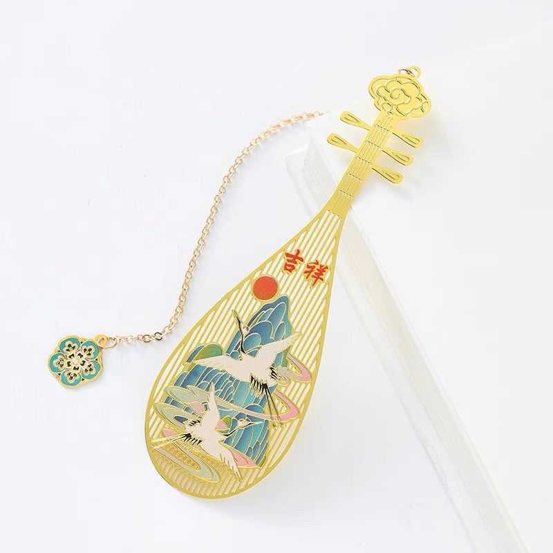 Pipa Brass Bookmarks Exquisite Hollow Creative Metal Copper Cultural and Creative Products Classical Chinese Souvenirs Gifts A824