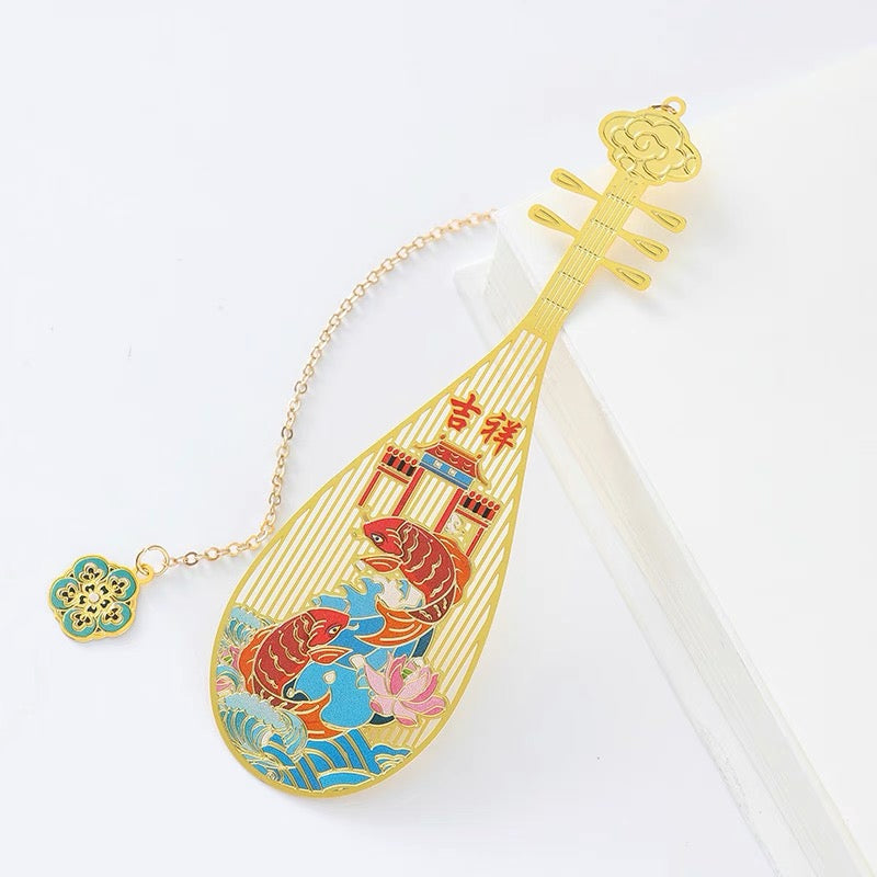 Pipa Brass Bookmarks Exquisite Hollow Creative Metal Copper Cultural and Creative Products Classical Chinese Souvenirs Gifts A824