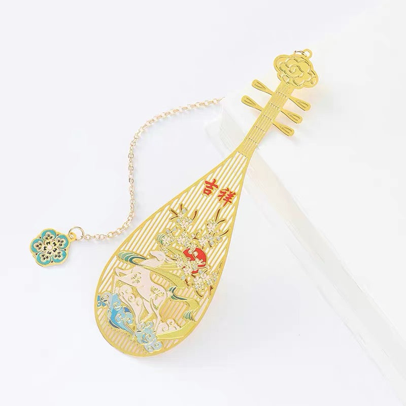 Pipa Brass Bookmarks Exquisite Hollow Creative Metal Copper Cultural and Creative Products Classical Chinese Souvenirs Gifts A824