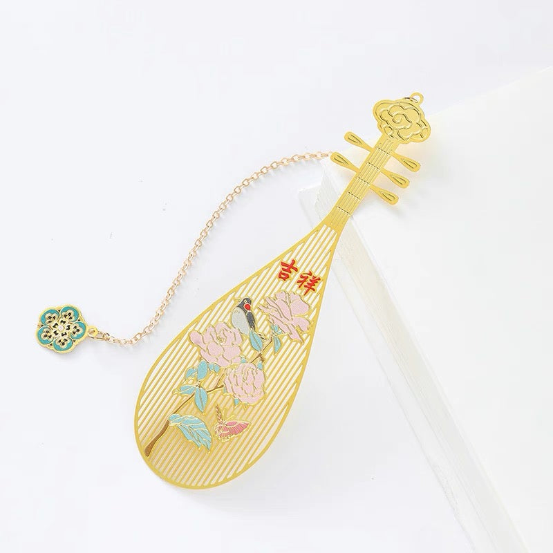 Pipa Brass Bookmarks Exquisite Hollow Creative Metal Copper Cultural and Creative Products Classical Chinese Souvenirs Gifts A824