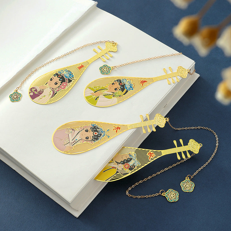 Pipa Brass Bookmarks Exquisite Hollow Creative Metal Copper Cultural and Creative Products Classical Chinese Souvenirs Gifts A824
