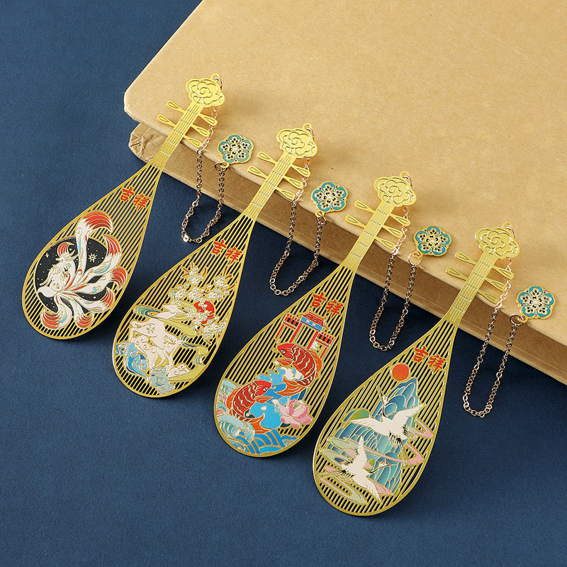 Pipa Brass Bookmarks Exquisite Hollow Creative Metal Copper Cultural and Creative Products Classical Chinese Souvenirs Gifts A824
