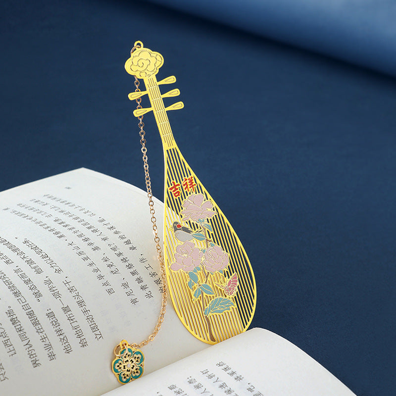 Pipa Brass Bookmarks Exquisite Hollow Creative Metal Copper Cultural and Creative Products Classical Chinese Souvenirs Gifts A824