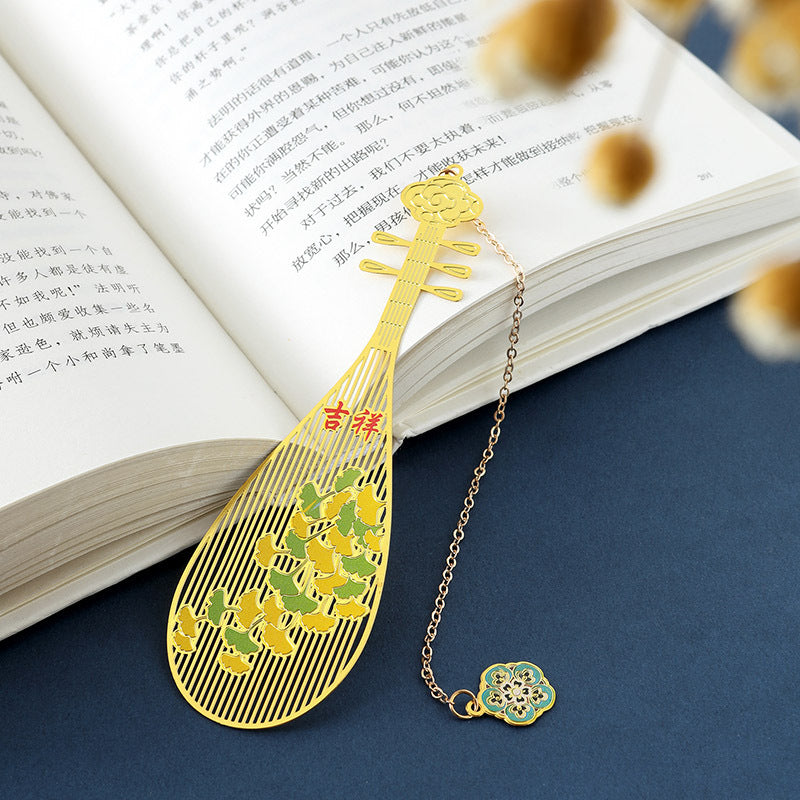 Pipa Brass Bookmarks Exquisite Hollow Creative Metal Copper Cultural and Creative Products Classical Chinese Souvenirs Gifts A824
