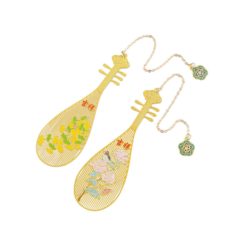 Pipa Brass Bookmarks Exquisite Hollow Creative Metal Copper Cultural and Creative Products Classical Chinese Souvenirs Gifts A824