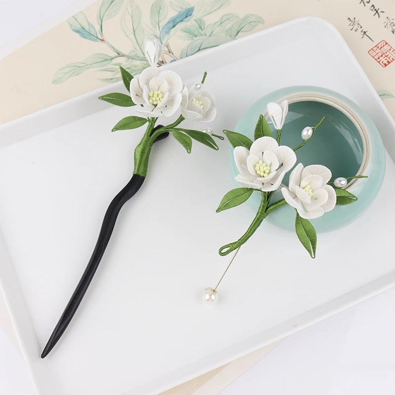 Handicraft hairpin brooch decoration mulberry silk thread wrapped flower DIY material kits A1010