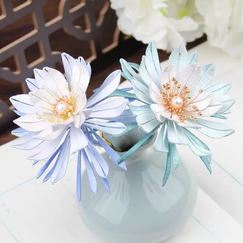 Handicraft hairpin brooch decoration mulberry silk thread wrapped flower DIY material kits A1010