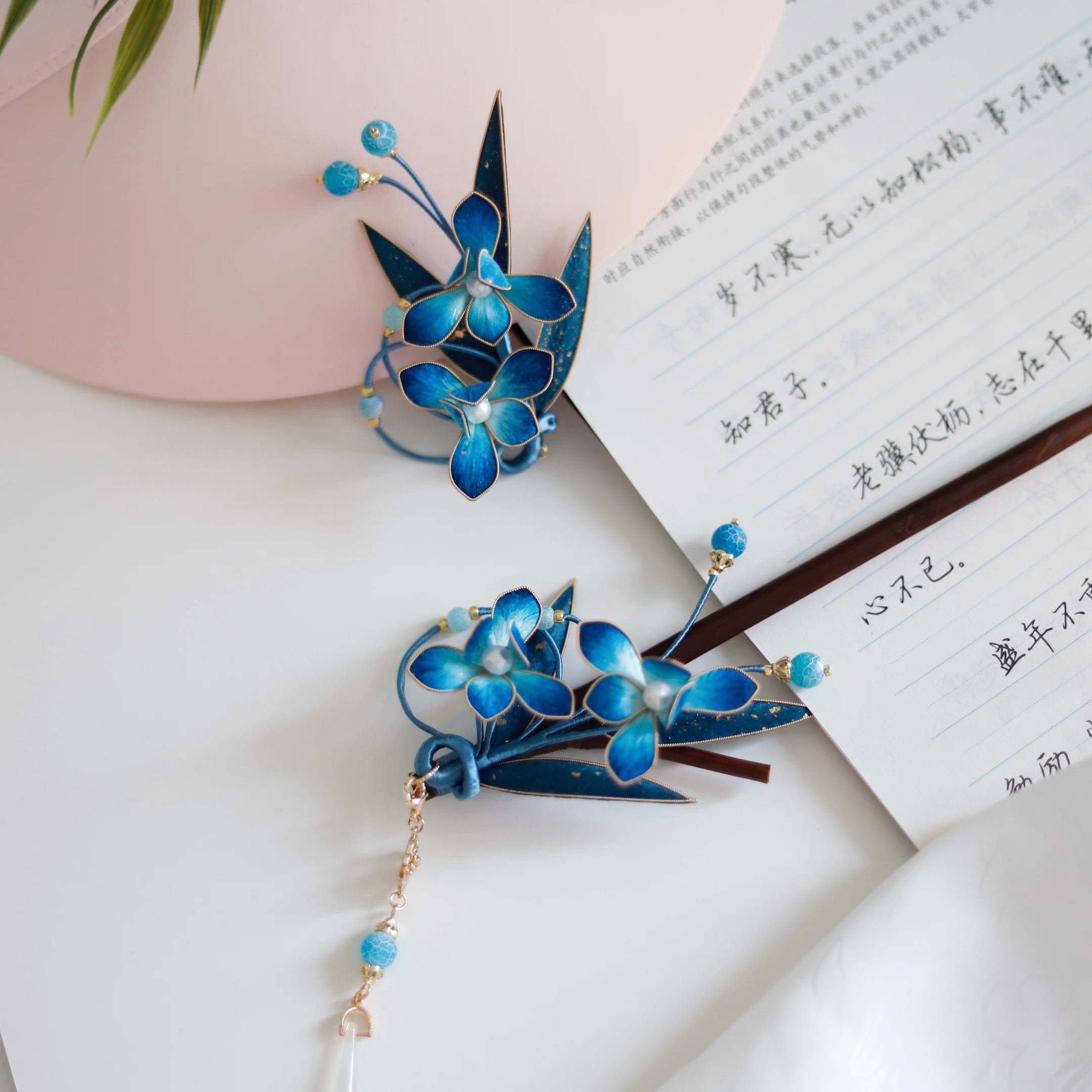 Intangible Cultural Heritage velvet flower filigree brooch hairpin headdress A1125