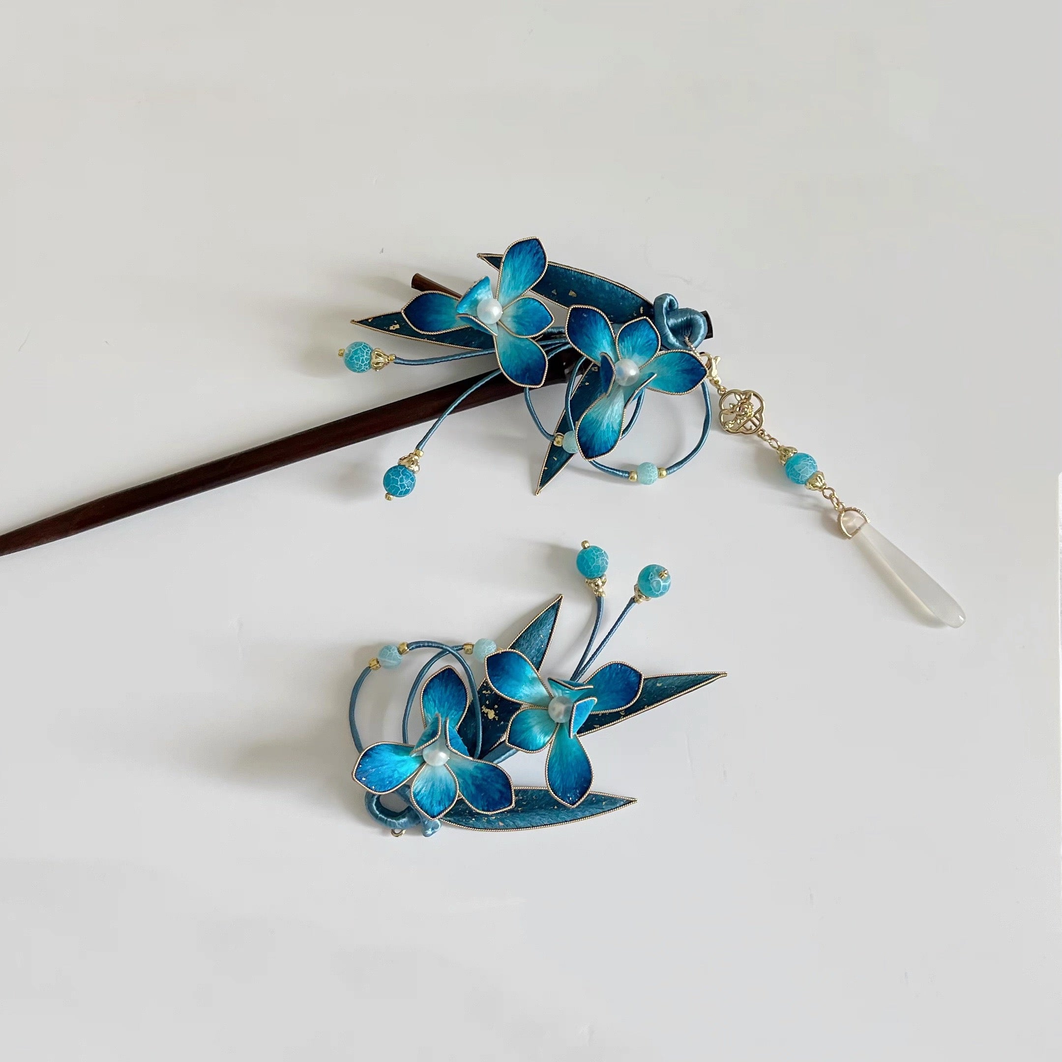 Intangible Cultural Heritage velvet flower filigree brooch hairpin headdress A1125