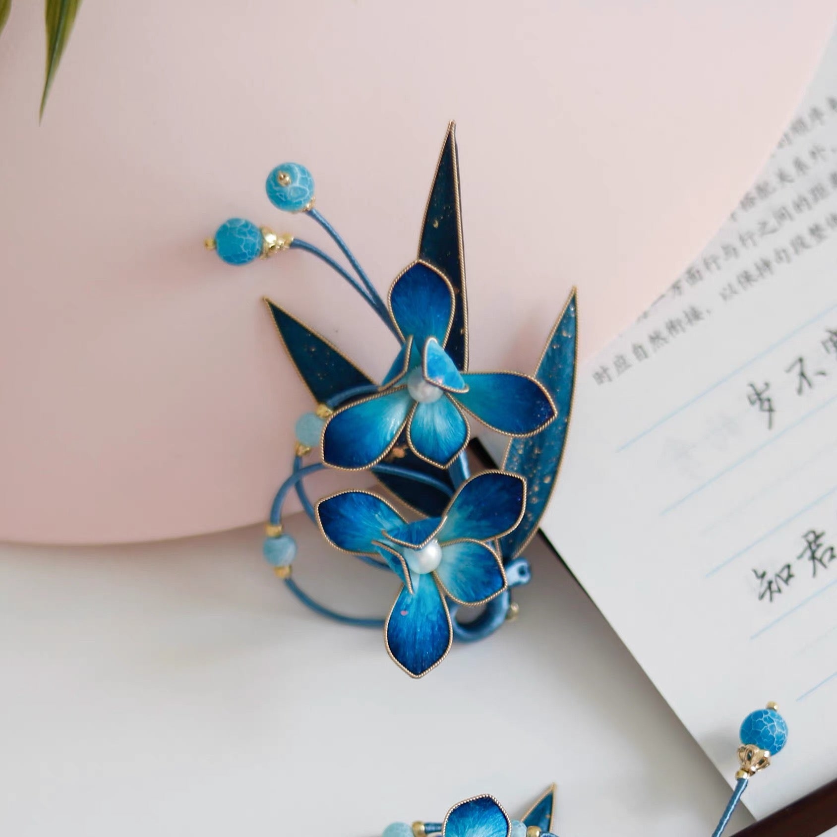 Intangible Cultural Heritage velvet flower filigree brooch hairpin headdress A1125