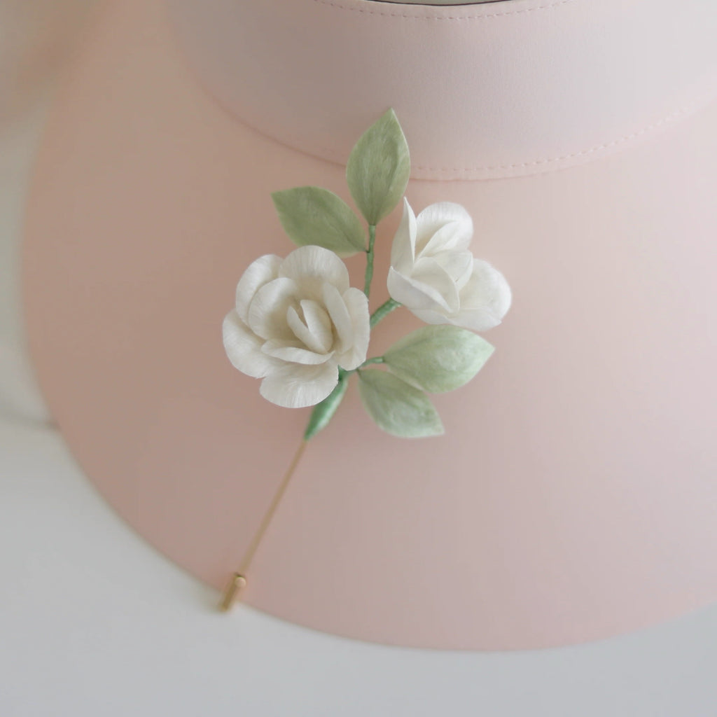 Intangible Cultural Heritage velvet flower brooch white rose A1130