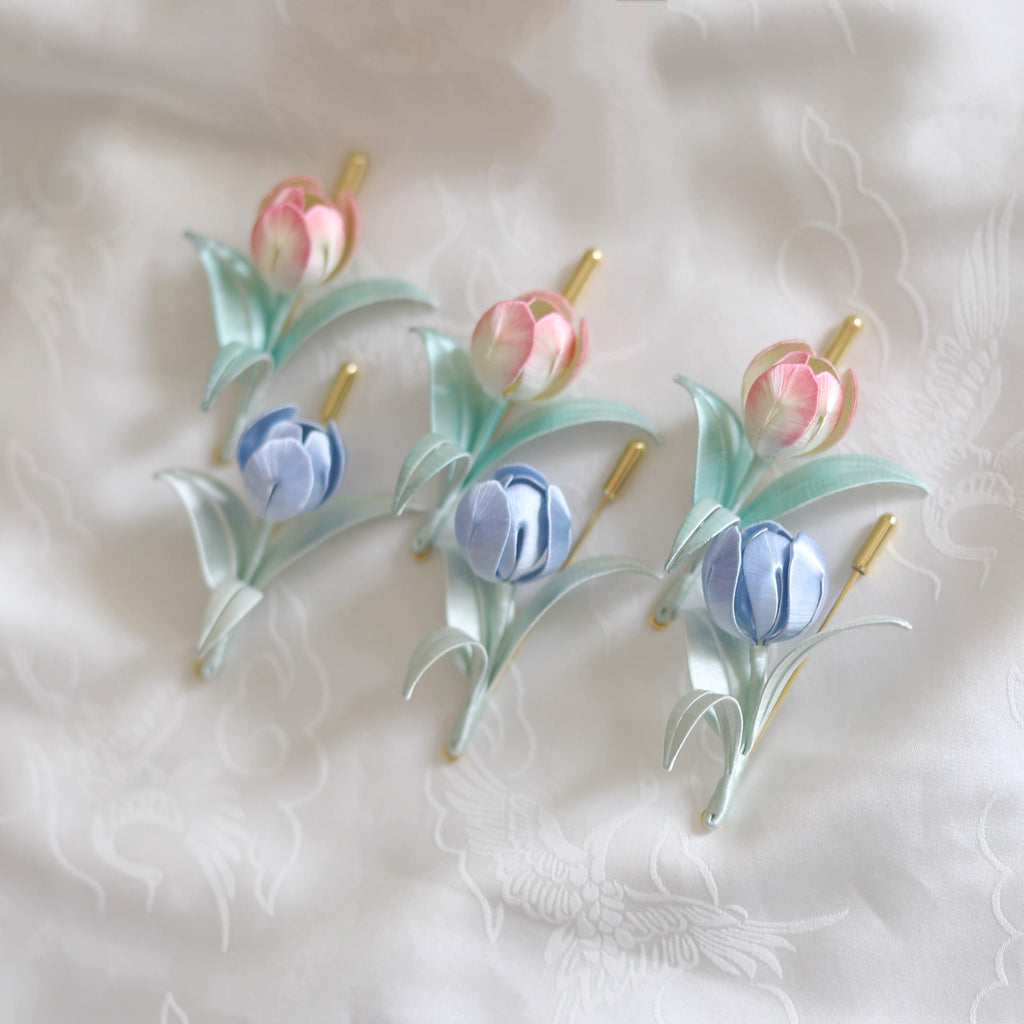 Intangible Cultural Heritage wrapping flower brooch tulip 1piece A1127