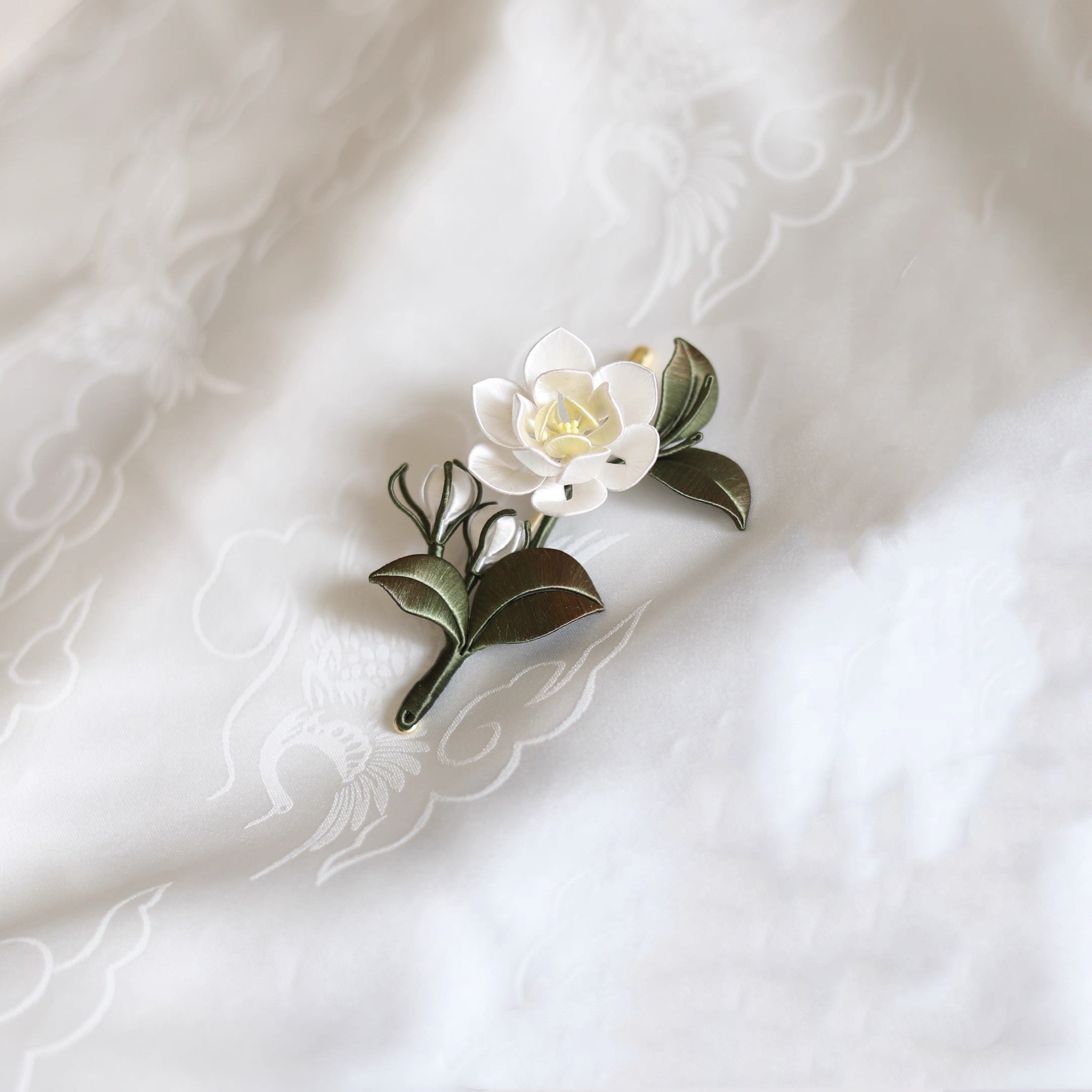 Intangible Cultural Heritage wrapping flower brooch jasmine 1piece A1128