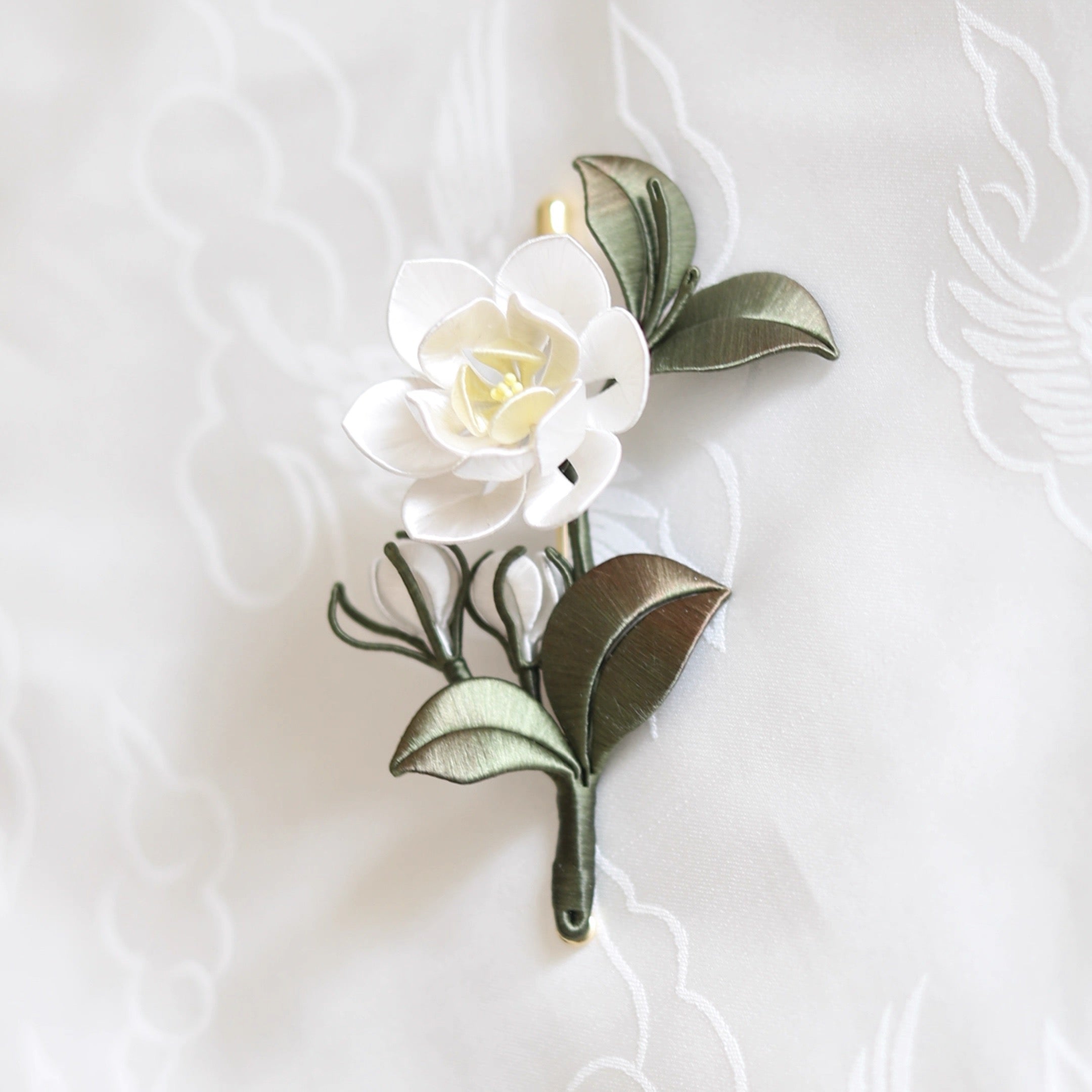 Intangible Cultural Heritage wrapping flower brooch jasmine 1piece A1128