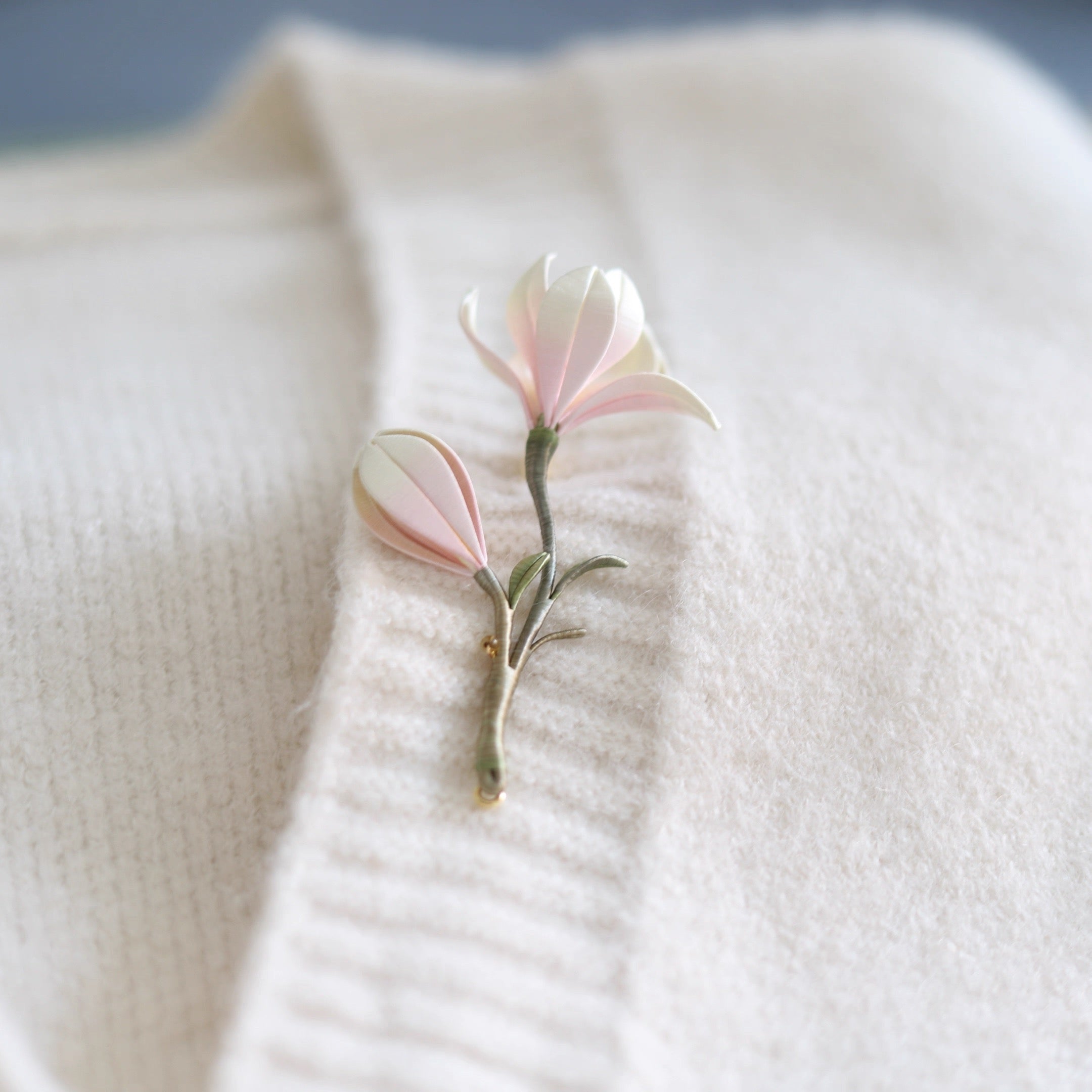 Intangible Cultural Heritage wrapping flower brooch magnolia A1129