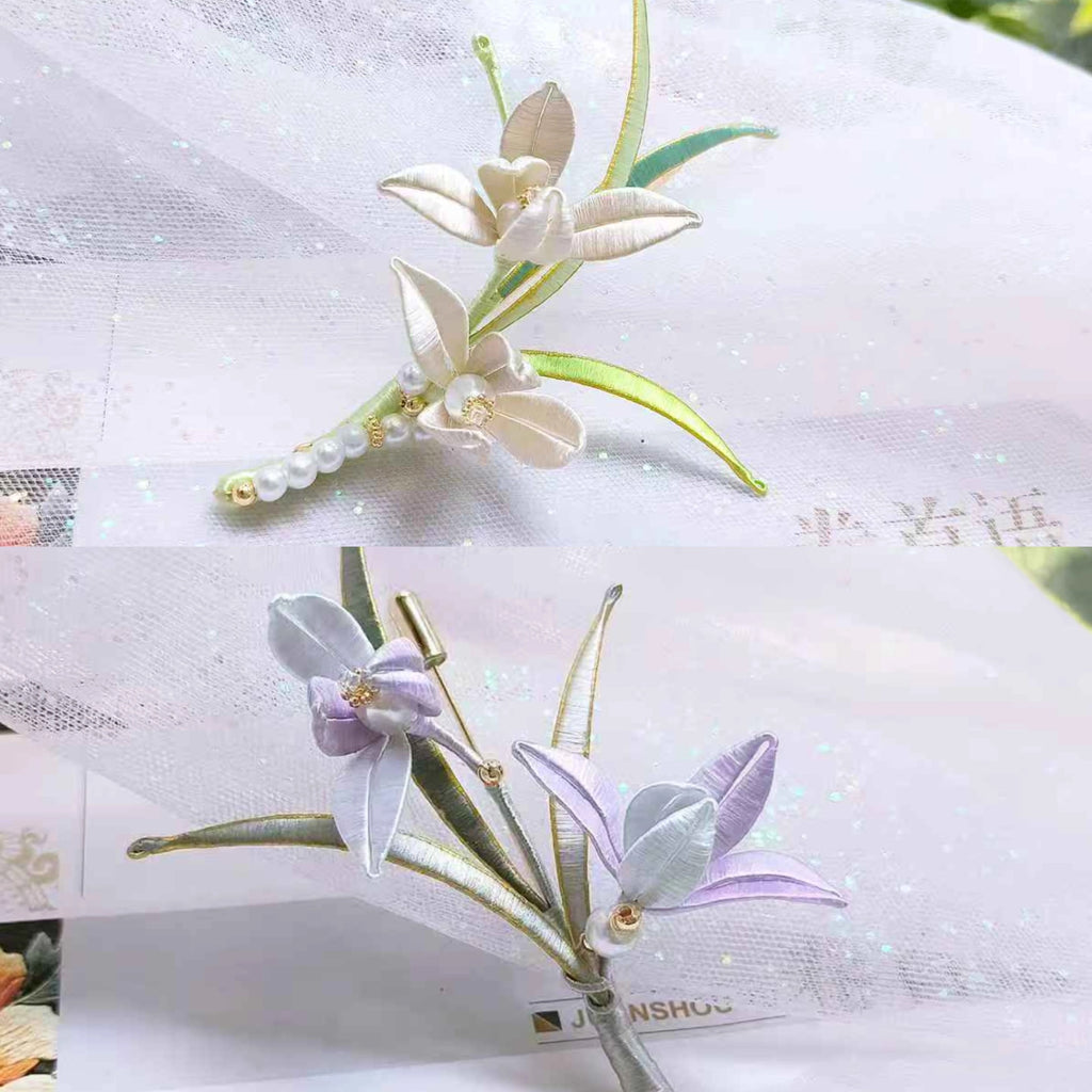 Intangible Cultural Heritage wrapping flower brooch orchis 1piece A1132