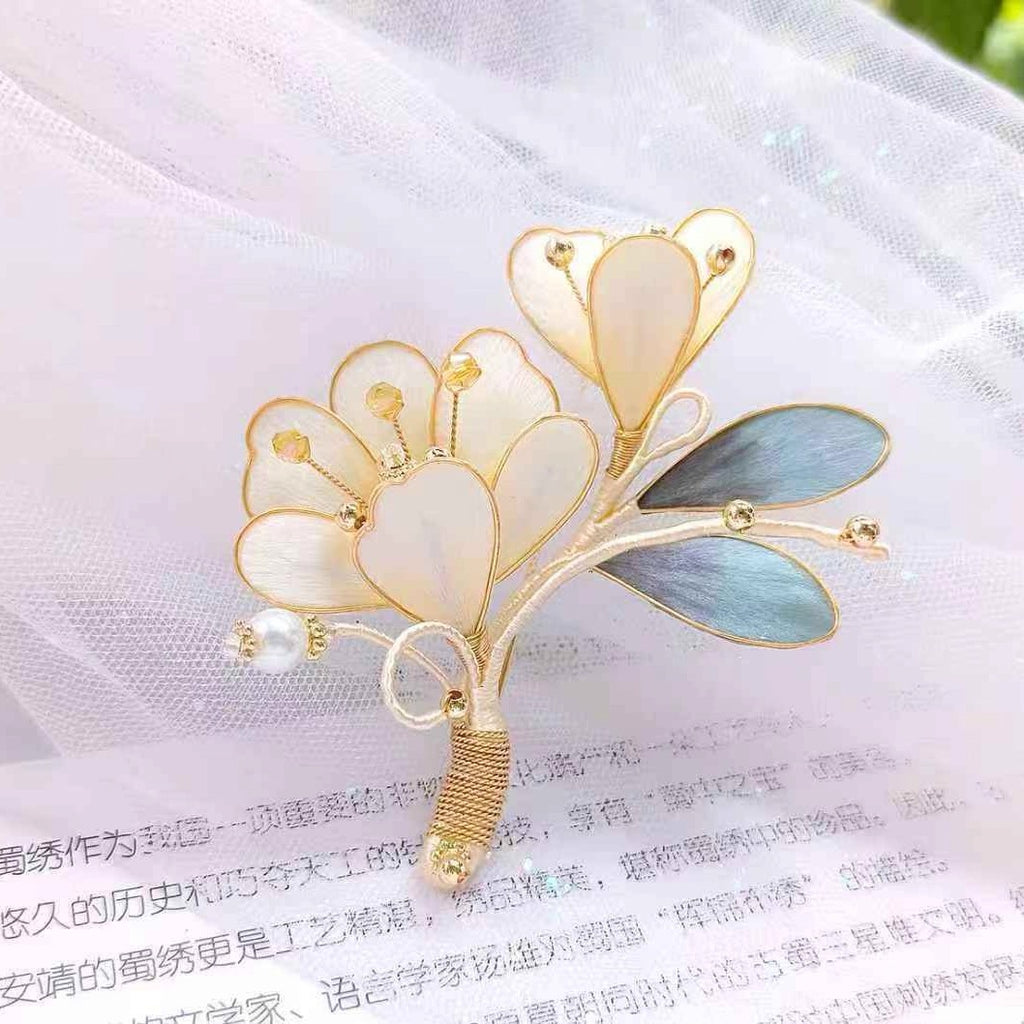 Intangible Cultural Heritage velvet flower brooch A1134