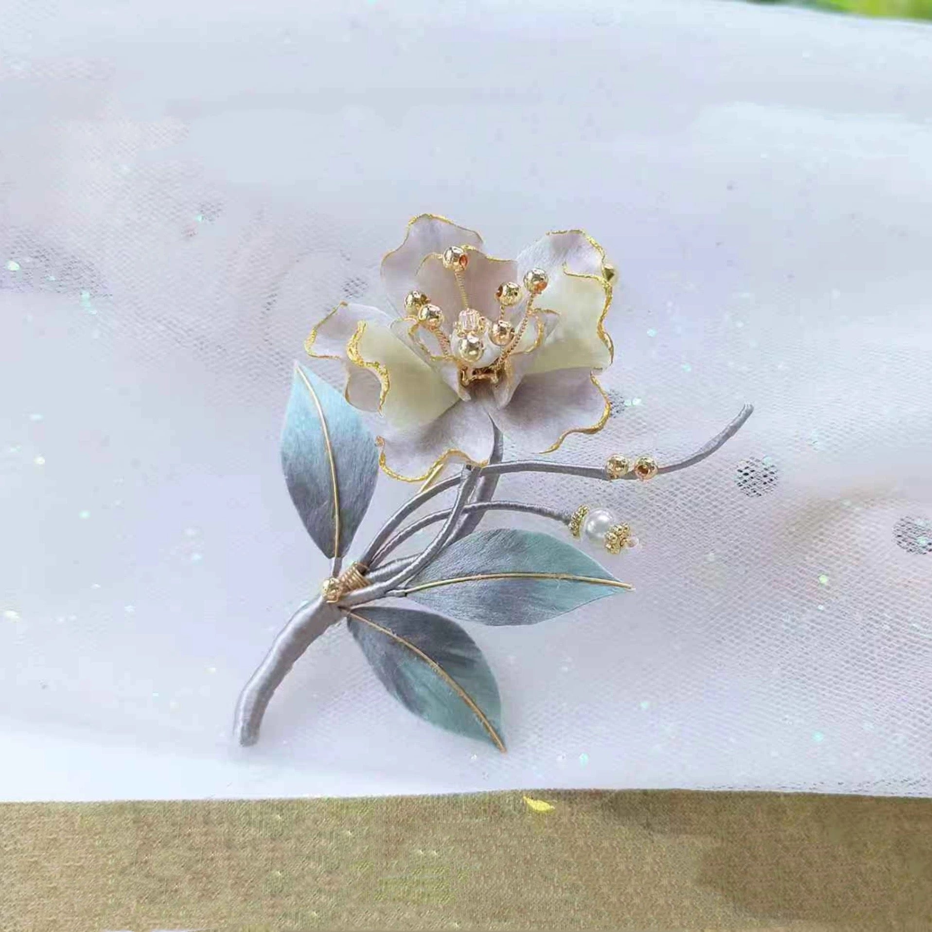 Intangible Cultural Heritage velvet flower brooch A1135