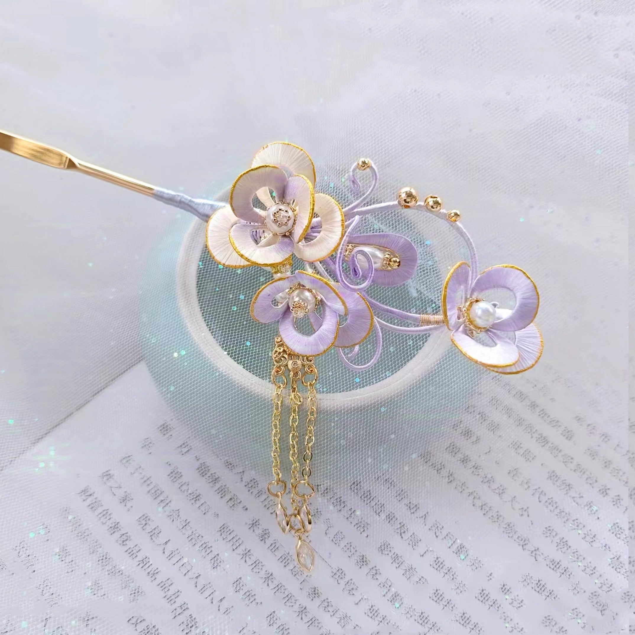 Intangible Cultural Heritage wrapping flower hairpin headdress lilac A1162