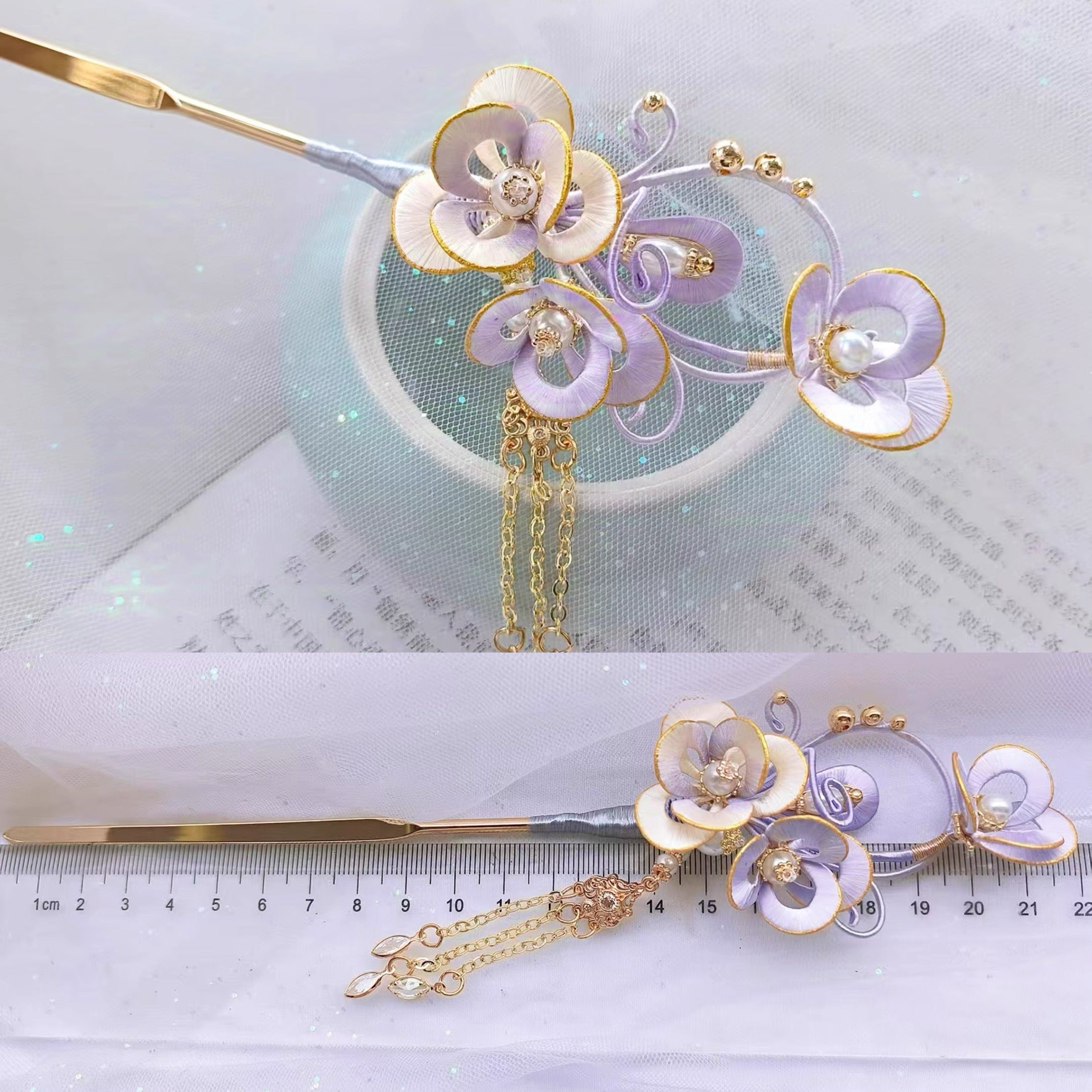 Intangible Cultural Heritage wrapping flower hairpin headdress lilac A1162