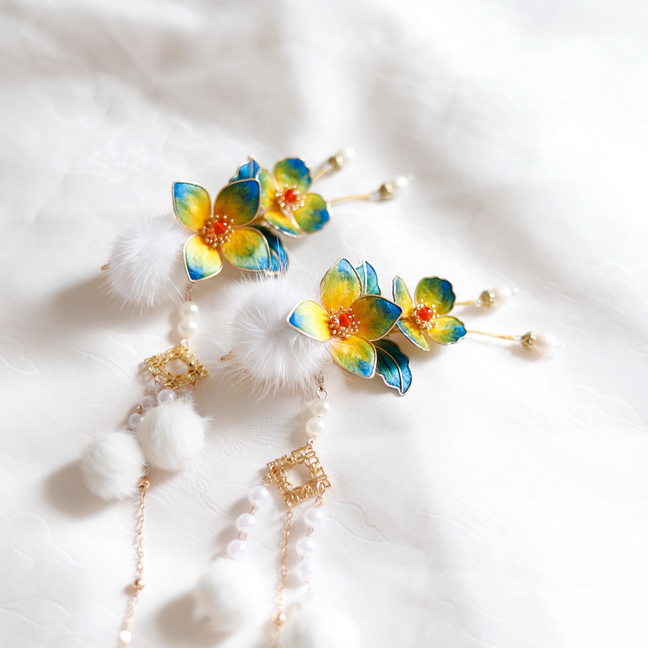 Intangible Cultural Heritage velvet flower hairclip headdress clips A1164