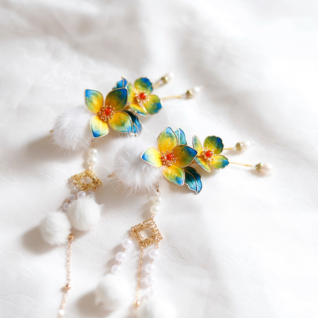 Intangible Cultural Heritage velvet flower hairclip headdress clips A1164
