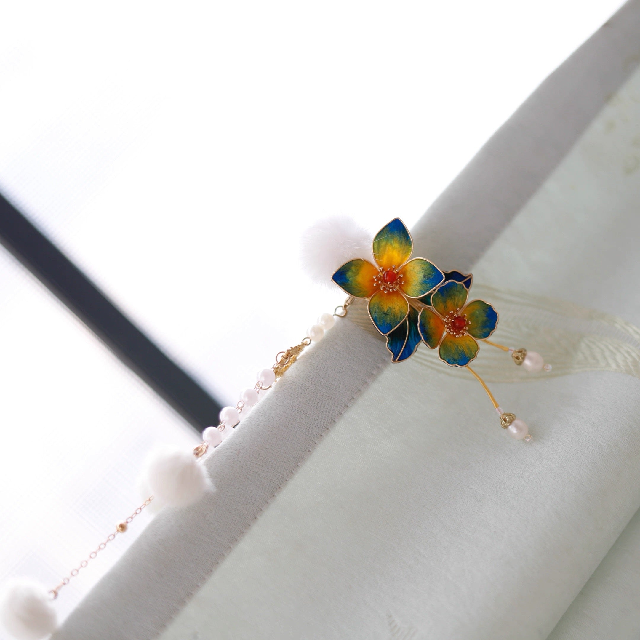 Intangible Cultural Heritage velvet flower hairclip headdress clips A1164