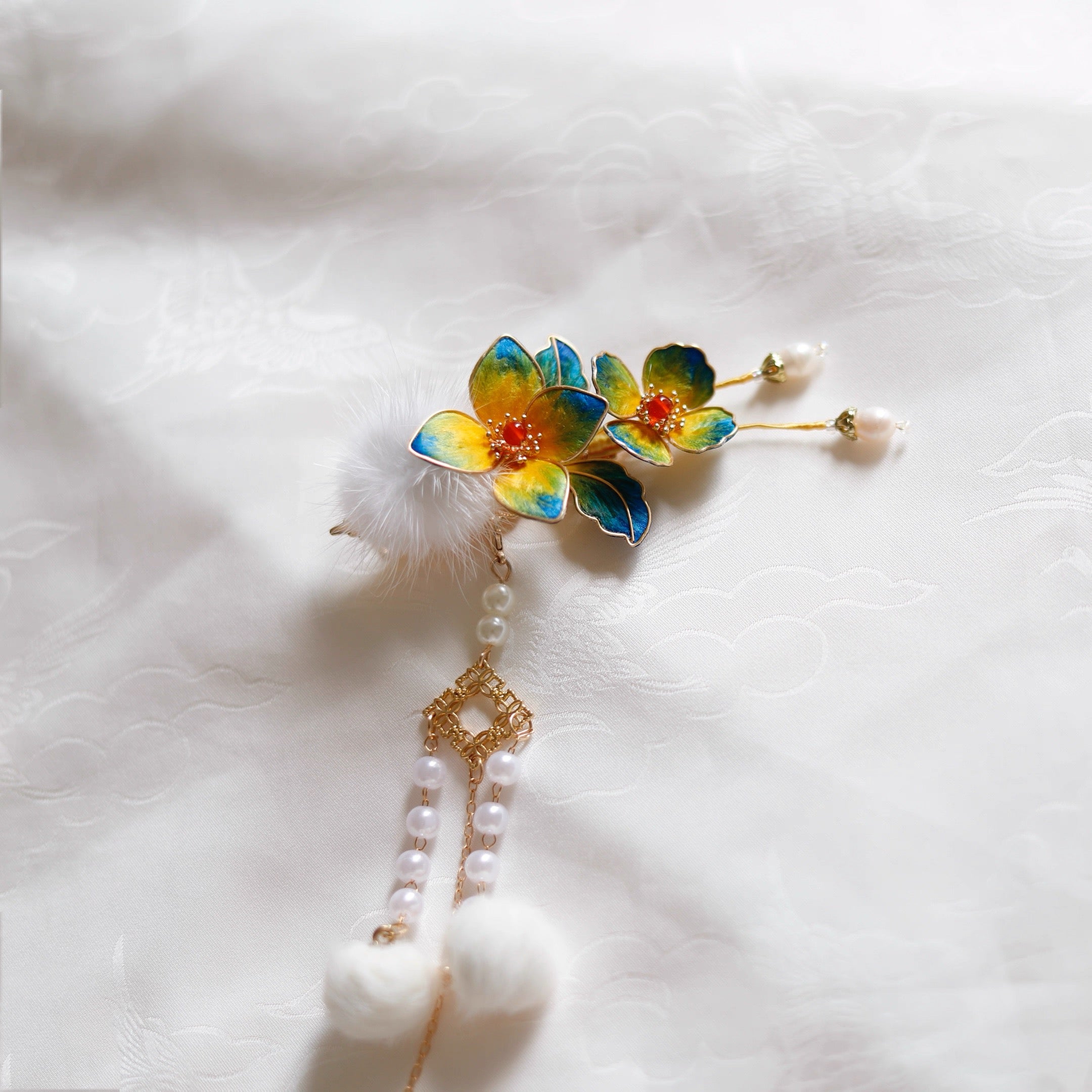 Intangible Cultural Heritage velvet flower hairclip headdress clips A1164