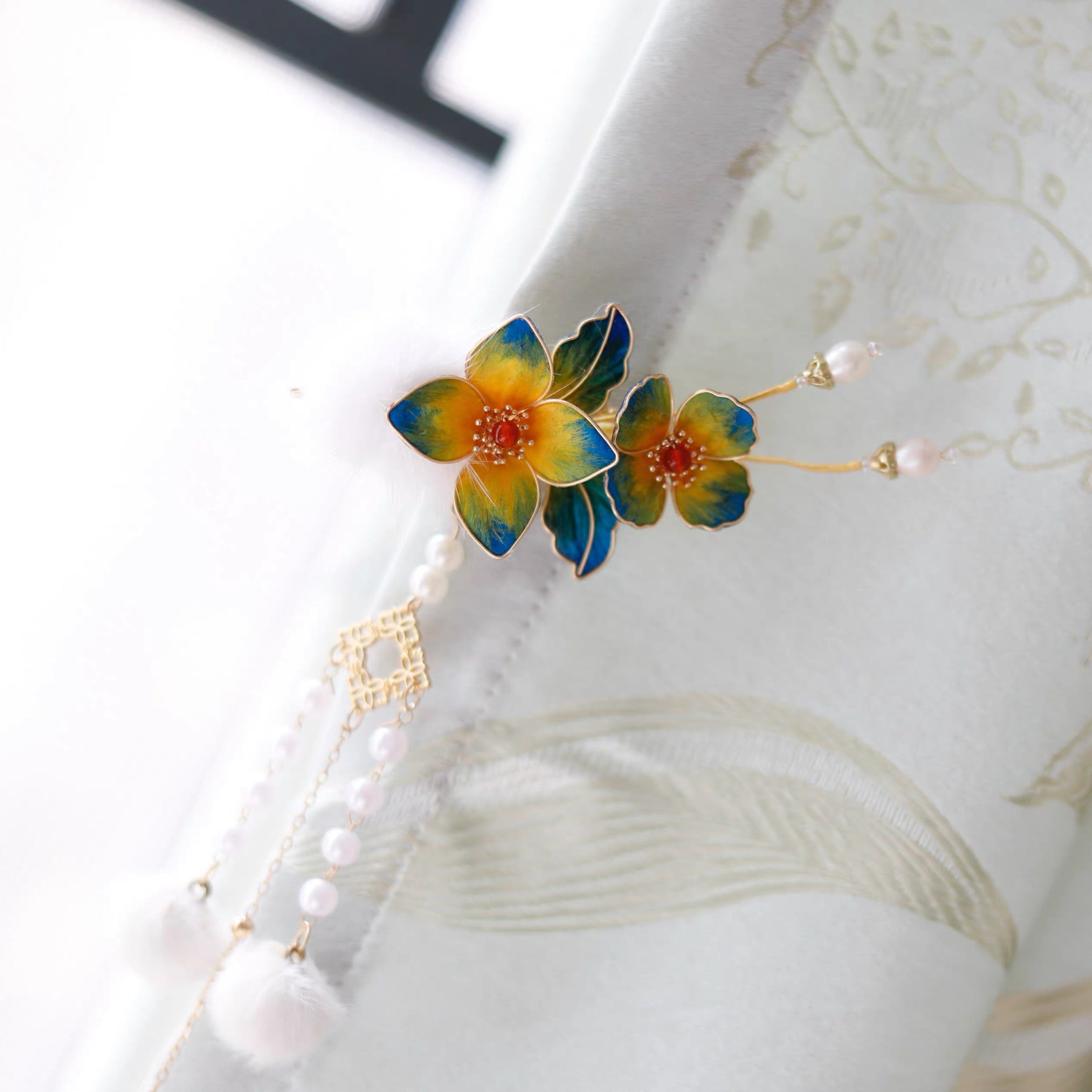 Intangible Cultural Heritage velvet flower hairclip headdress clips A1164