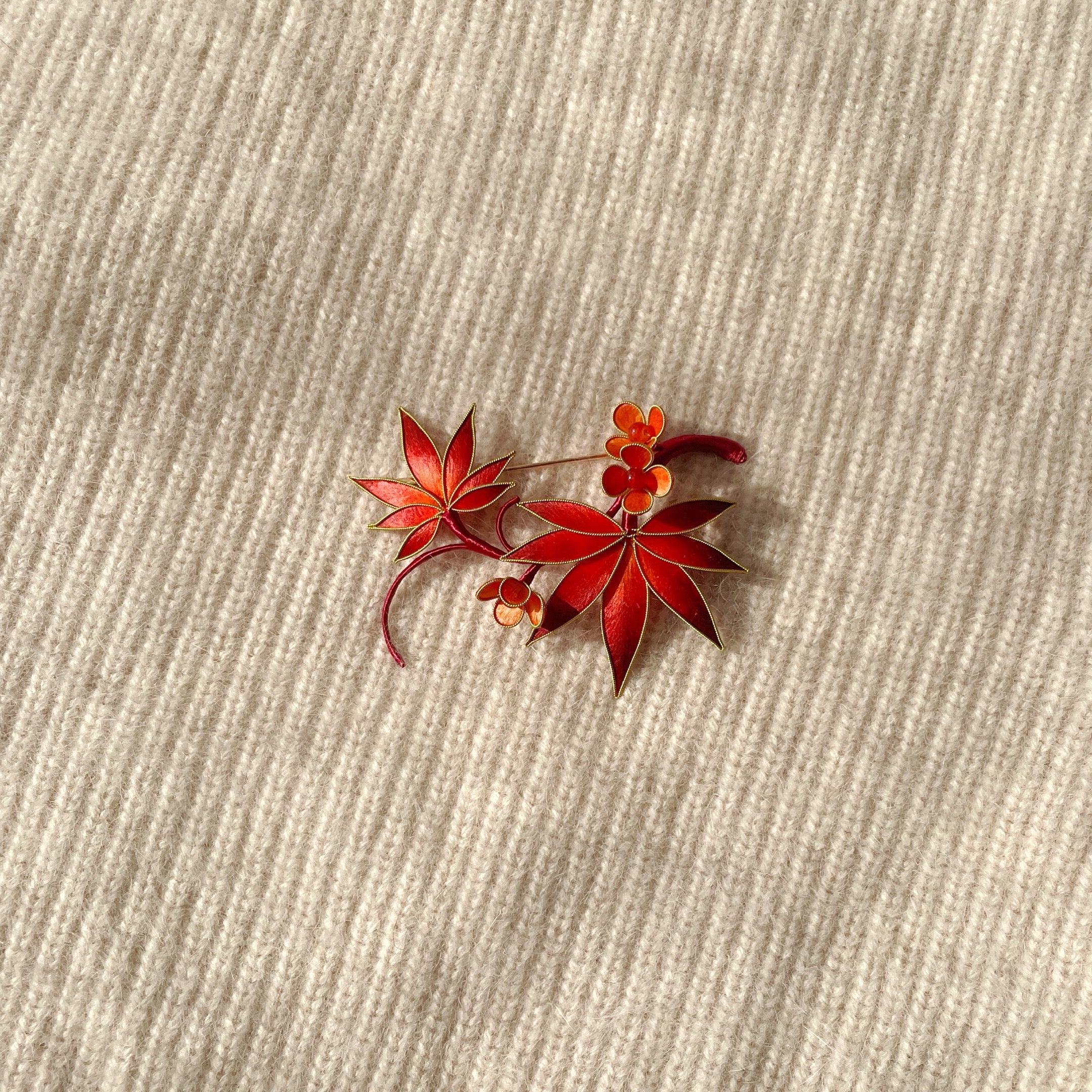 Intangible Cultural Heritage velvet flower brooch  maple leaf A1166